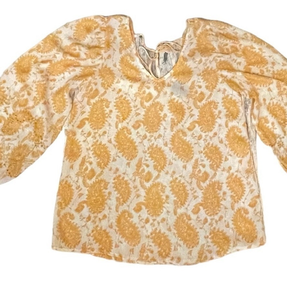 Daytrip by Buckle Women's Yellow/White Paisley Print Tie Back Shirt Size Small - Picture 5 of 10